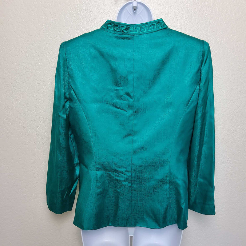 Adrianna Papell Green 2-Piece Silk Skirt Suit, Women's Size 12 - Trinity Thrift