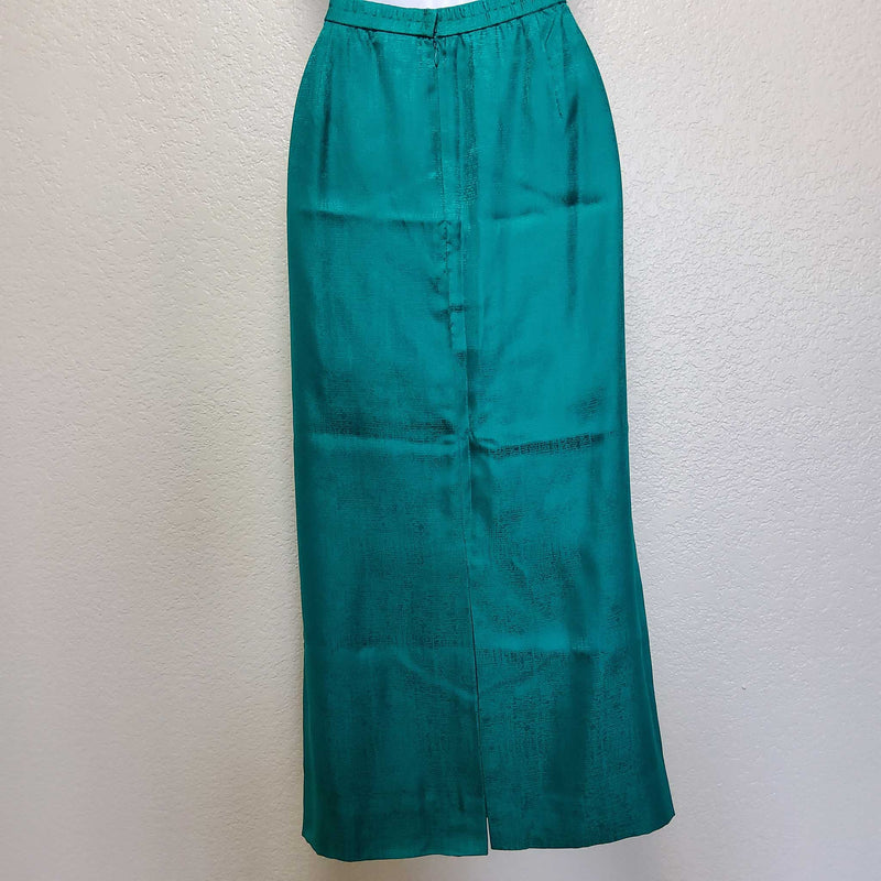 Adrianna Papell Green 2-Piece Silk Skirt Suit, Women's Size 12 - Trinity Thrift