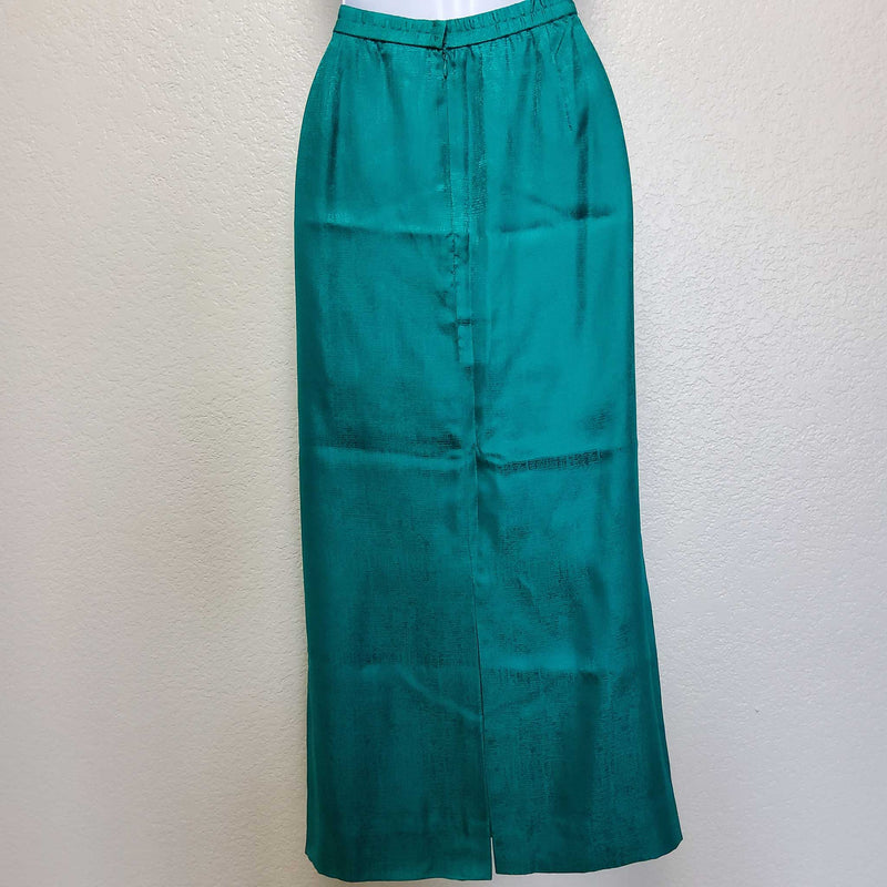 Adrianna Papell Green 2-Piece Silk Skirt Suit, Women's Size 12 - Trinity Thrift