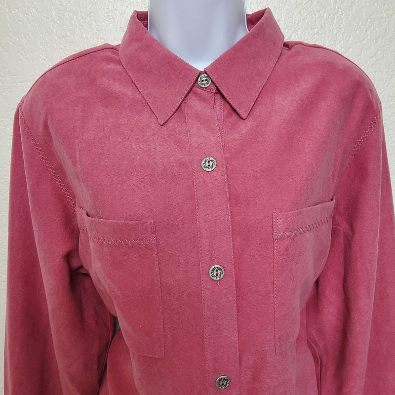 Alfred Dunner Pink Button-up Blouse, Women's Size 14 - Trinity Thrift