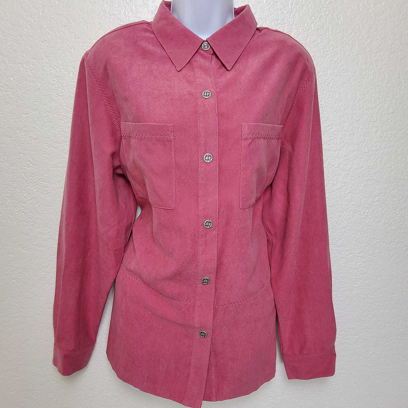 Alfred Dunner Pink Button-up Blouse, Women's Size 14 - Trinity Thrift