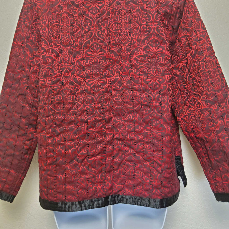 Alfred Dunner Red Perforated Jacket with Black Trim, Women's Size 10 - Trinity Thrift