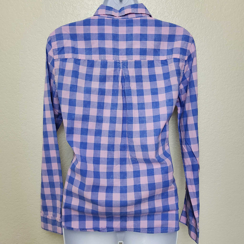 American Eagle Pink & Blue Checkered Button-Up Shirt, Women's Small - Trinity Thrift