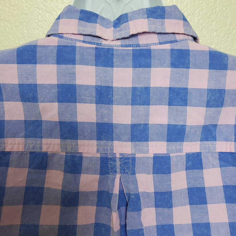 American Eagle Pink & Blue Checkered Button-Up Shirt, Women's Small - Trinity Thrift