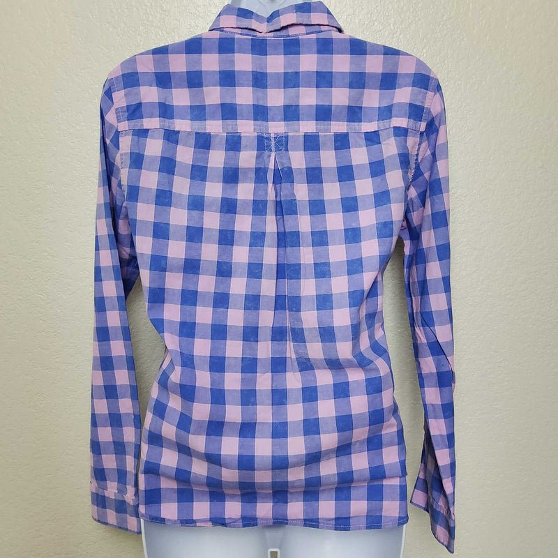 American Eagle Pink & Blue Checkered Button-Up Shirt, Women's Small - Trinity Thrift