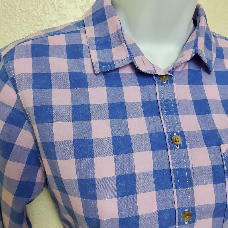 American Eagle Pink & Blue Checkered Button-Up Shirt, Women's Small - Trinity Thrift