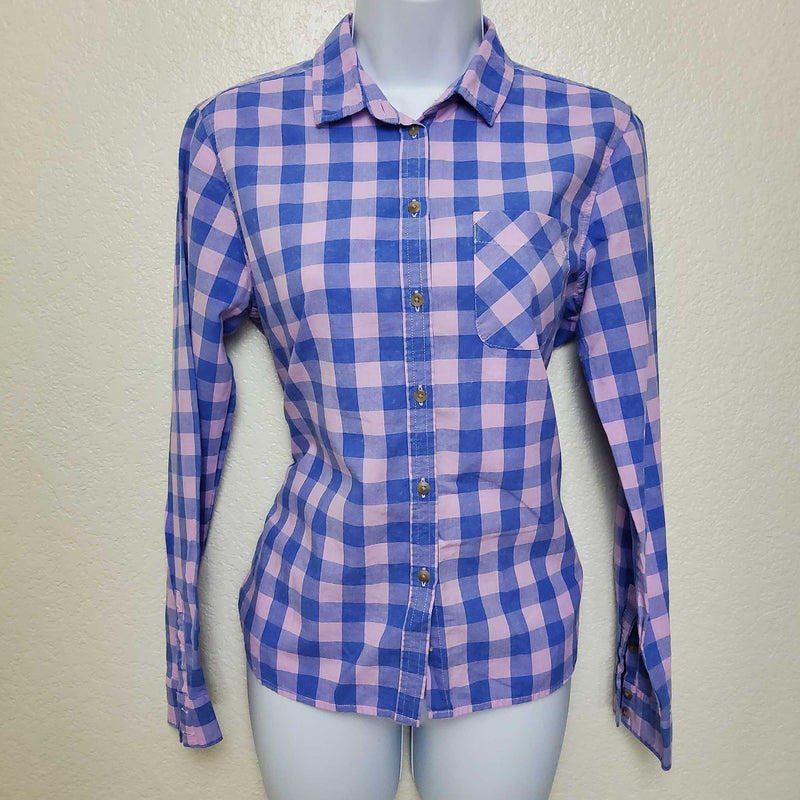 American Eagle Pink & Blue Checkered Button-Up Shirt, Women's Small - Trinity Thrift