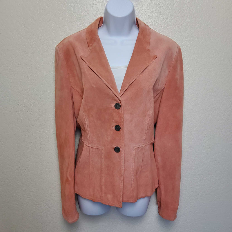 Anne Klein Pink Suede Leather Blazer, Women's Extra Large - Trinity Thrift