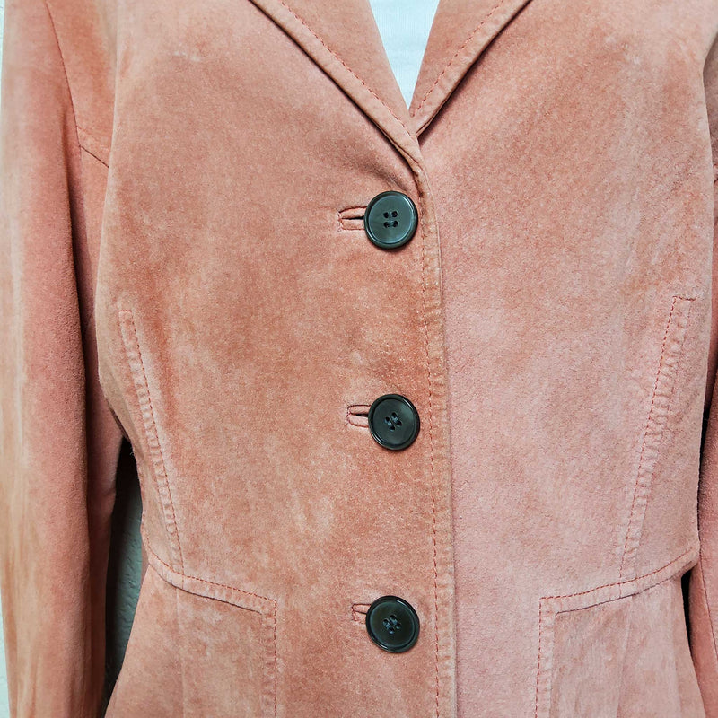 Anne Klein Pink Suede Leather Blazer, Women's Extra Large - Trinity Thrift