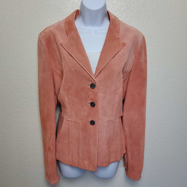 Anne Klein Pink Suede Leather Blazer, Women's Extra Large - Trinity Thrift