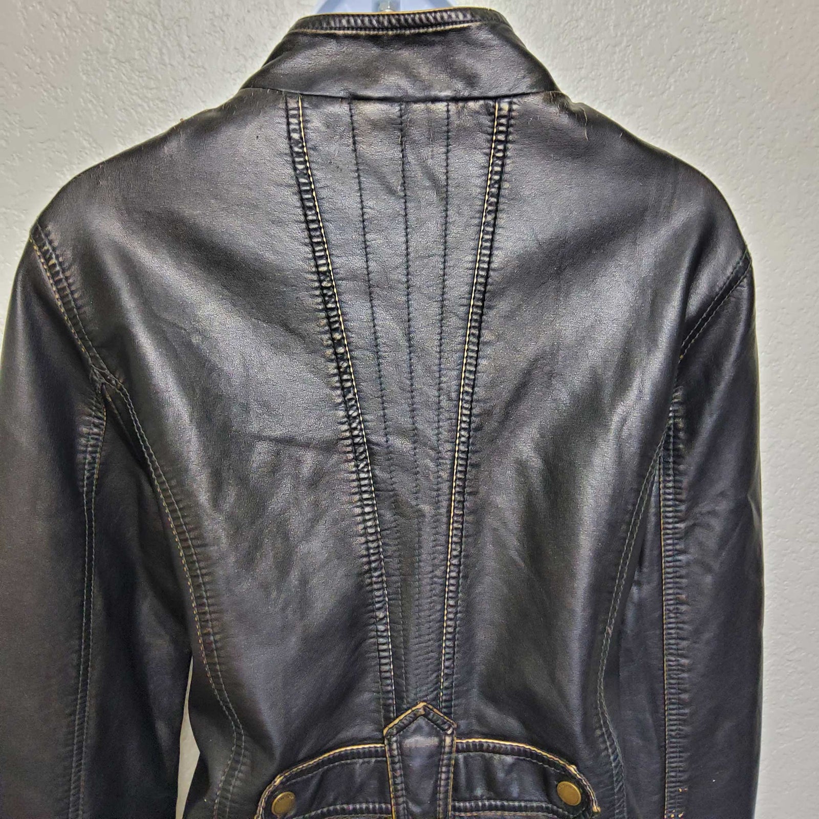 Big Chill Vintage Coffee Brown Faux Leather Jacket Women s Large Trinity Thrift