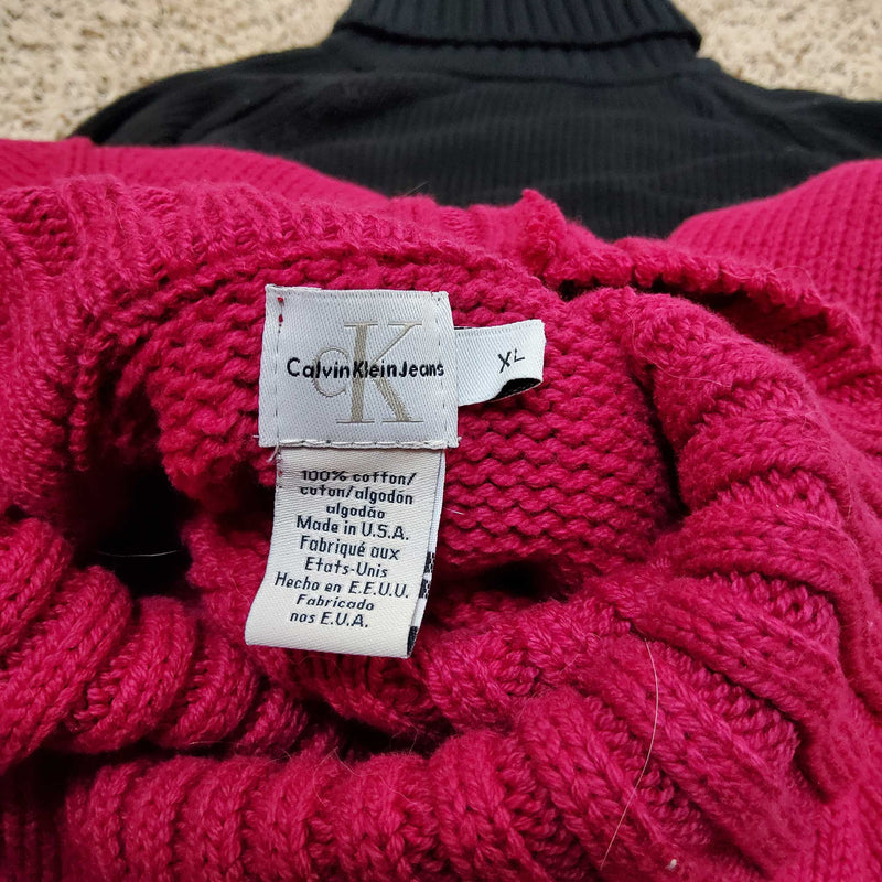 Calvin Klein Jeans Pink Turtleneck Sweater, Women's Extra Large