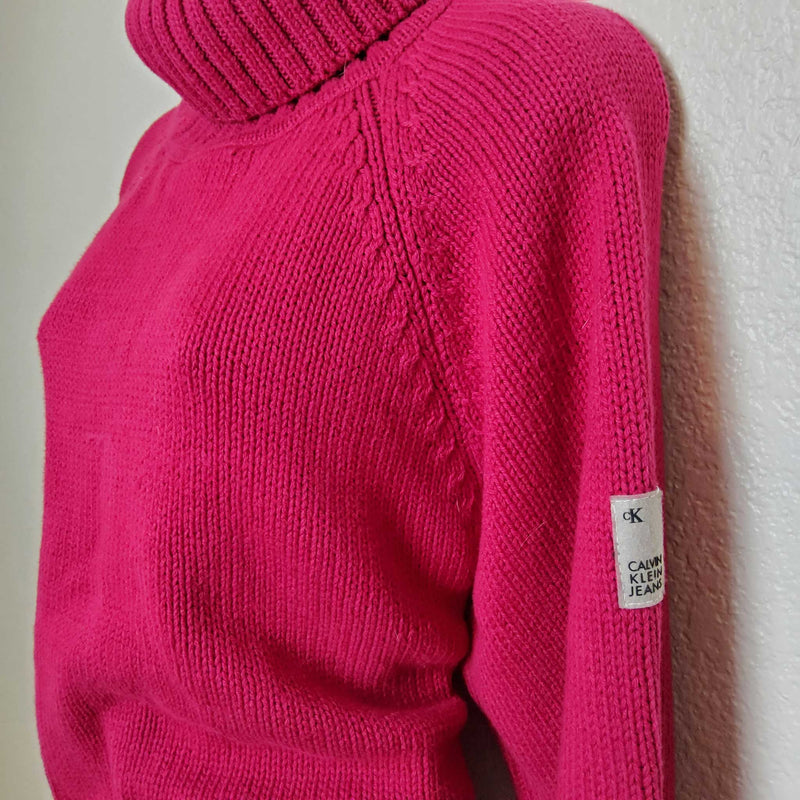 Calvin Klein Jeans Pink Turtleneck Sweater, Women's Extra Large