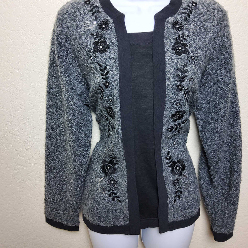 Cathy Daniels Gray Embellished Pullover Sweater, Women's Medium - Trinity Thrift