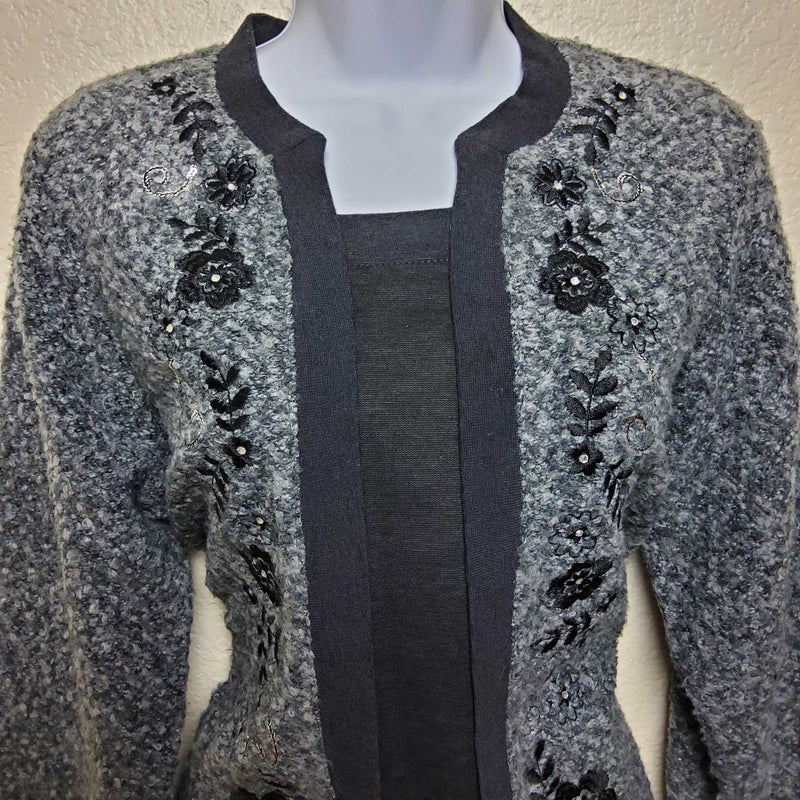 Cathy Daniels Gray Embellished Pullover Sweater, Women's Medium - Trinity Thrift