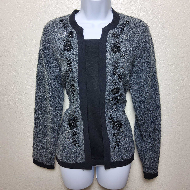 Cathy Daniels Gray Embellished Pullover Sweater, Women's Medium - Trinity Thrift