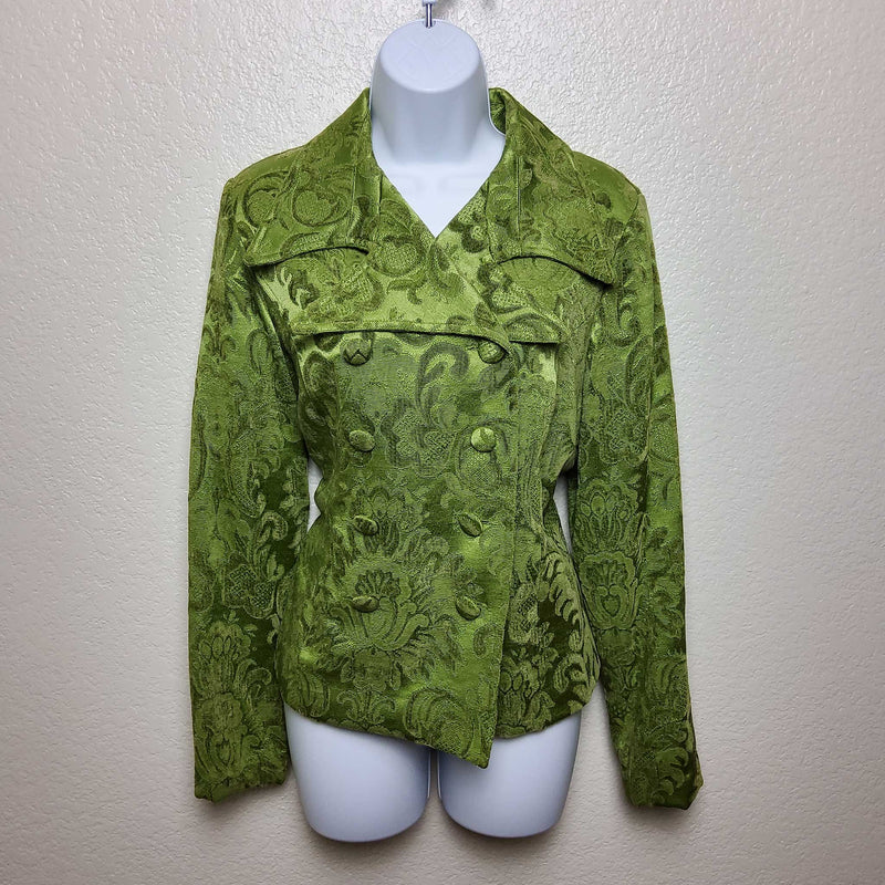 Cato Green Paisley Embroidered Blazer, Women's Medium - Trinity Thrift