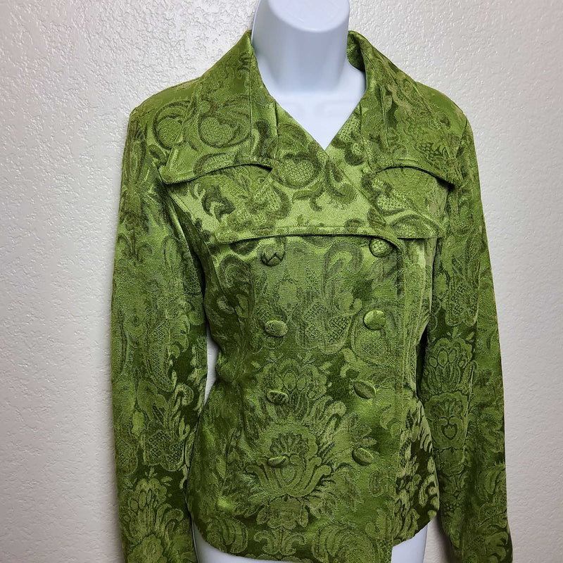 Cato Green Paisley Embroidered Blazer, Women's Medium - Trinity Thrift