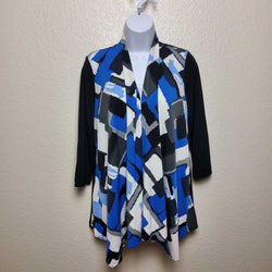 Chico's Easywear Blue and Black Long Sleeved Cardigan, Women's Size 0 - Trinity Thrift