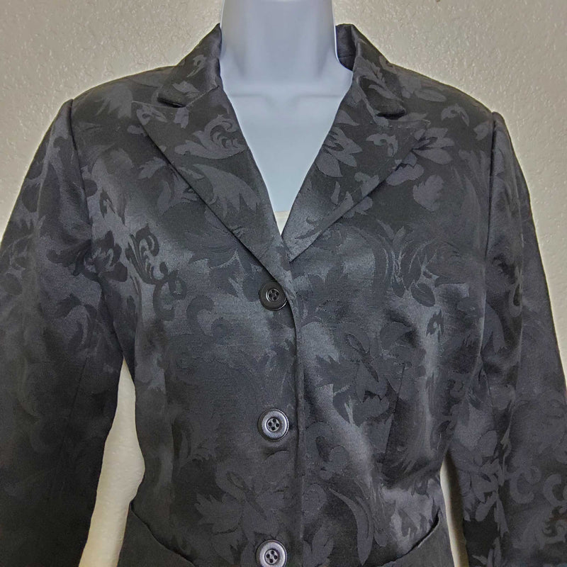 Coldwater Creek Black Floral Embroidered Blazer, Women's Petite Medium