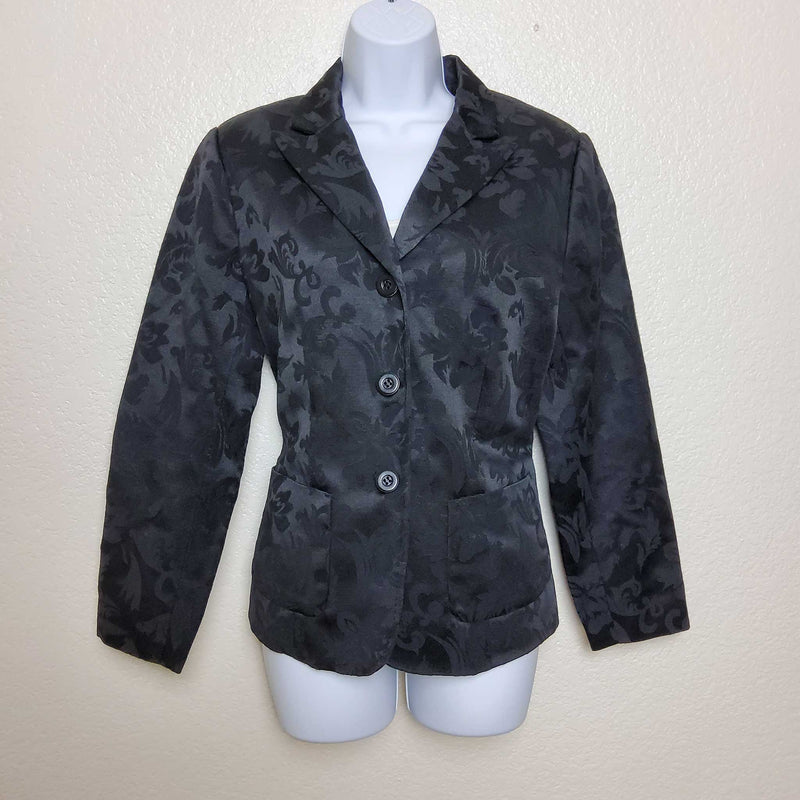 Coldwater Creek Black Floral Embroidered Blazer, Women's Petite Medium