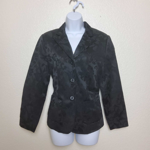 Coldwater Creek Black Floral Embroidered Blazer, Women's Petite Medium