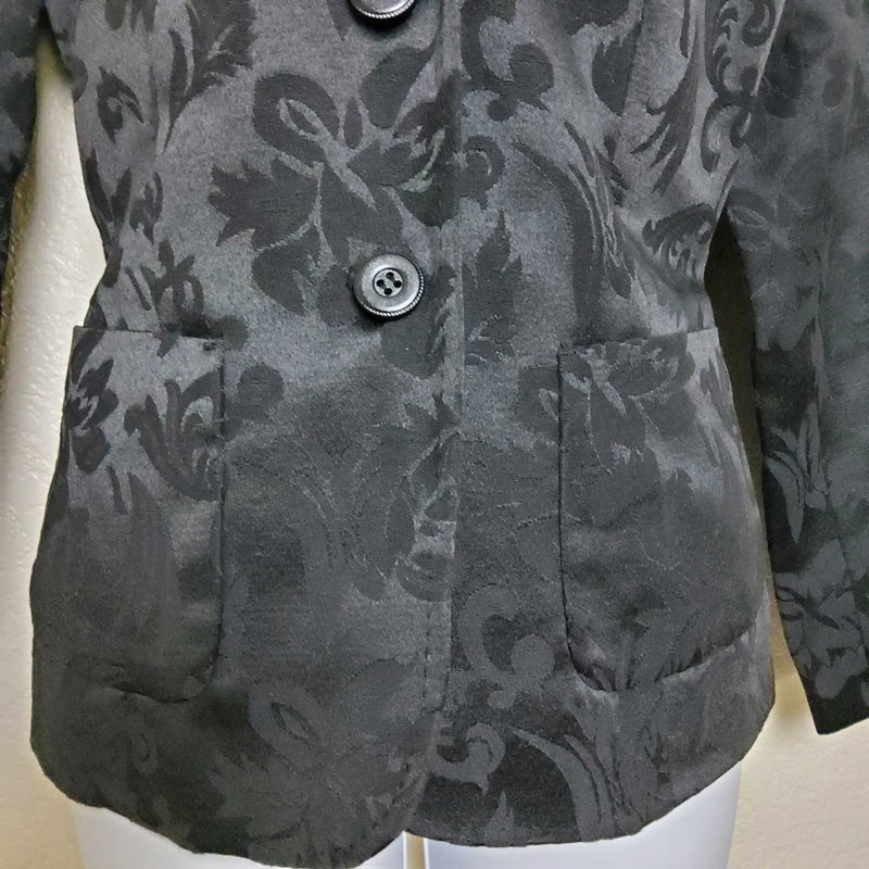 Coldwater Creek Black Floral Embroidered Blazer, Women's Petite Medium