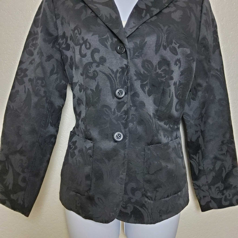 Coldwater Creek Black Floral Embroidered Blazer, Women's Petite Medium