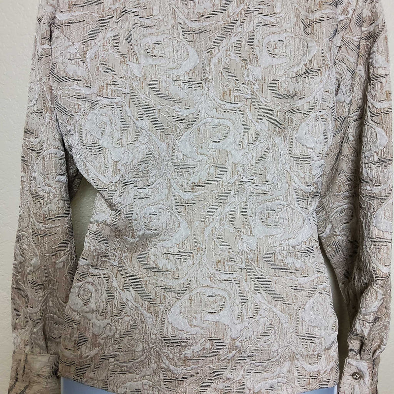 Coldwater Creek Beige Embroidered Button-Up Top, Women's Medium