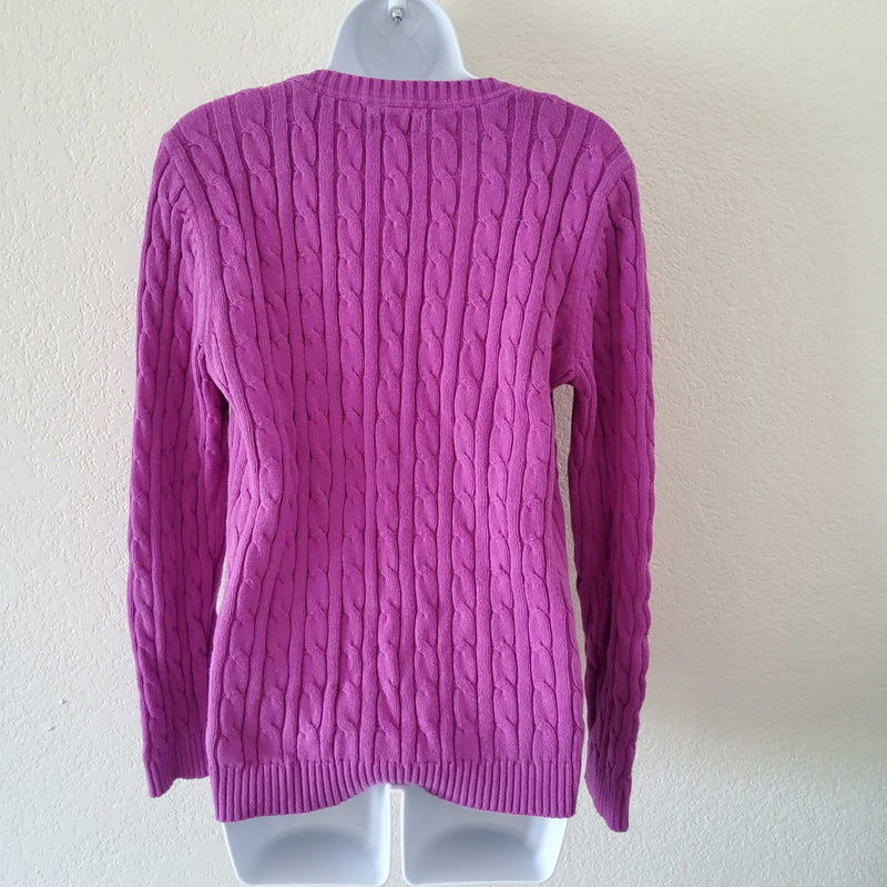 Croft & Barrow Purple Cable Knit Crew Neck Pullover Sweater, Women's Medium - Trinity Thrift