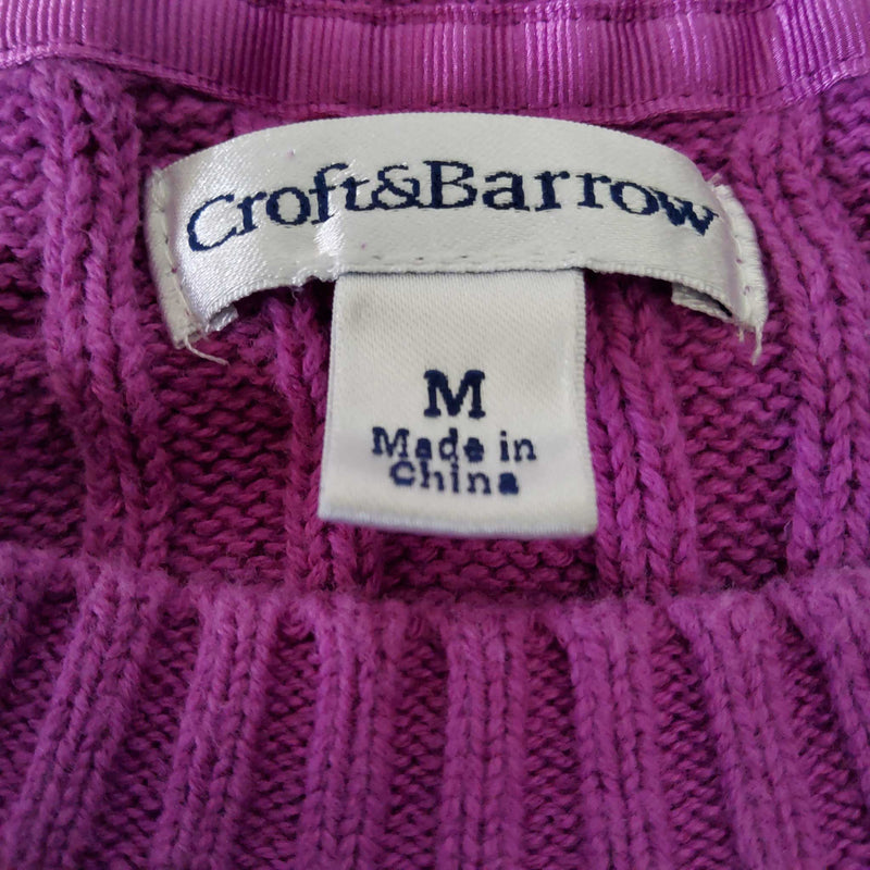 Croft & Barrow Purple Cable Knit Crew Neck Pullover Sweater, Women's Medium - Trinity Thrift