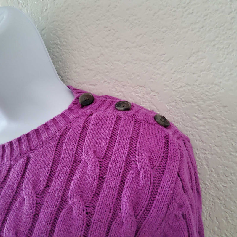 Croft & Barrow Purple Cable Knit Crew Neck Pullover Sweater, Women's Medium - Trinity Thrift