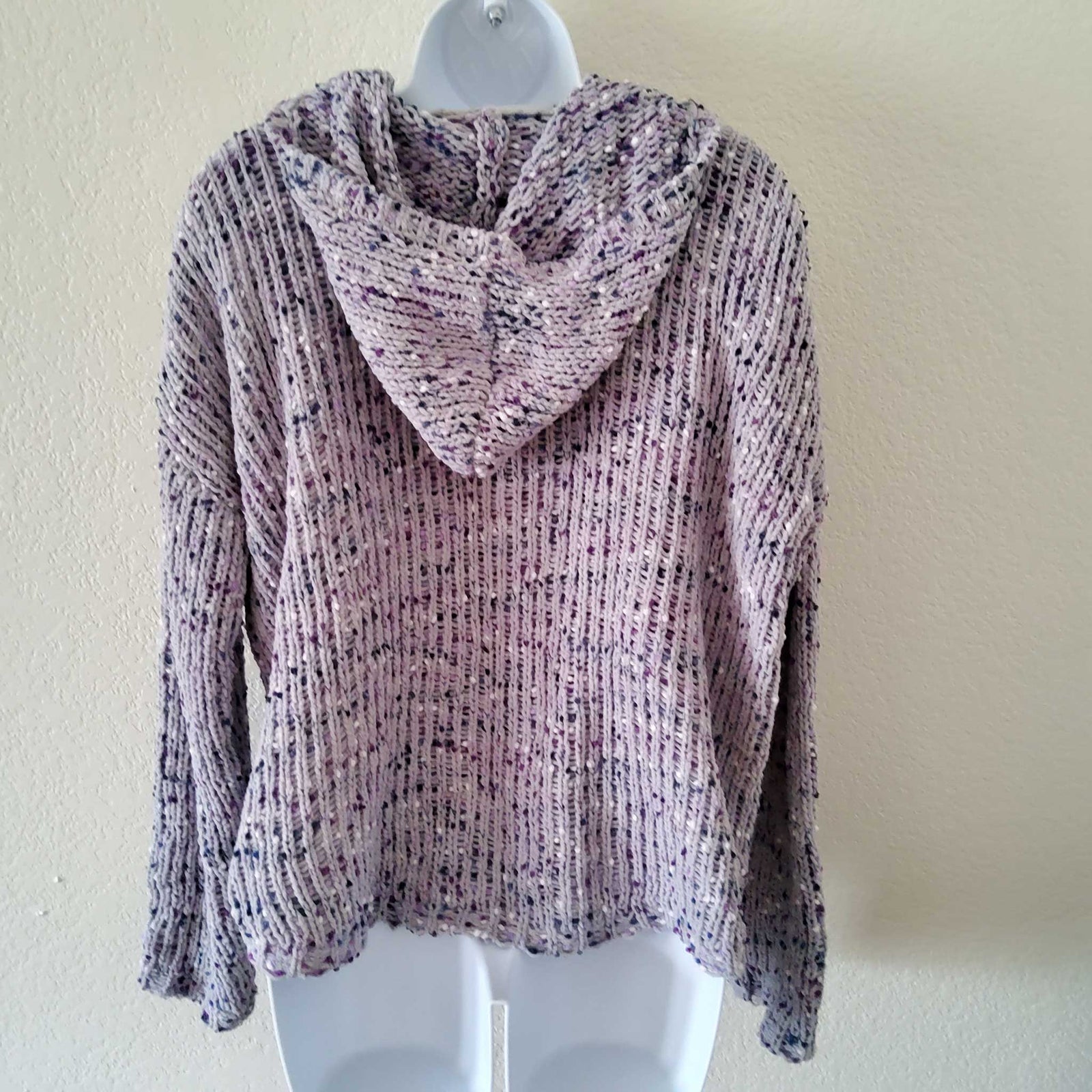 Cupio Stretch Purple Knit Hoodie Sweater Women s Large Trinity Thrift