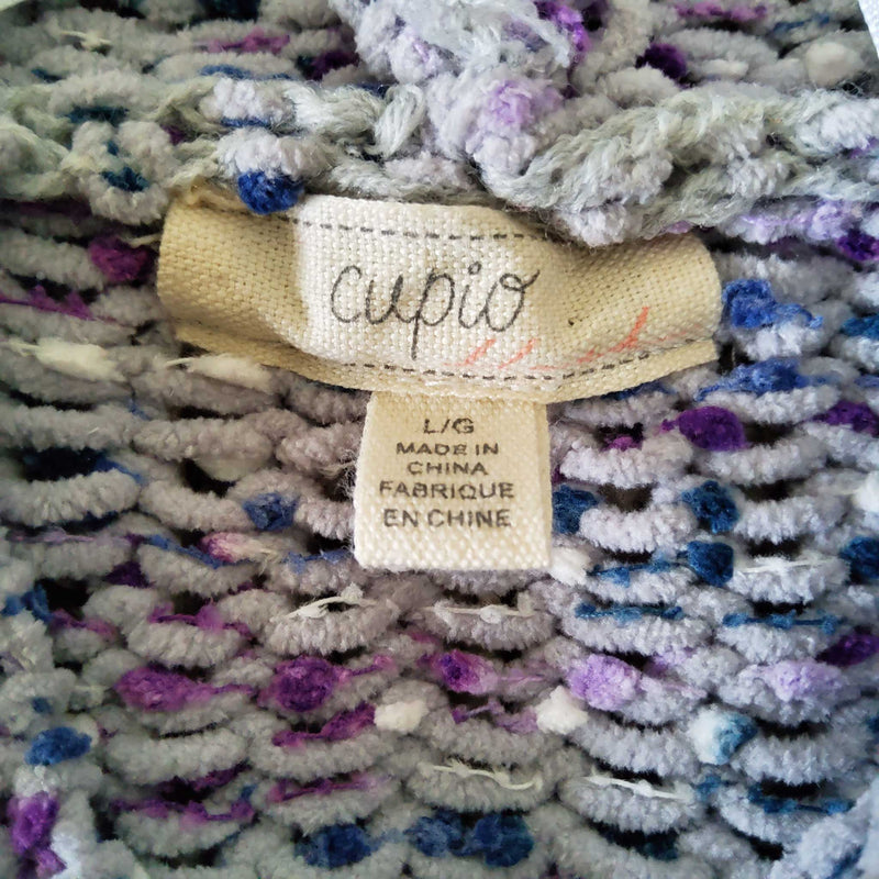 Cupio Stretch Purple Knit Hoodie Sweater, Women's Large - Trinity Thrift