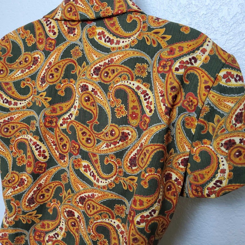 David Warren New York Orange and Green Paisley Blouse, Women's Size 12 - Trinity Thrift