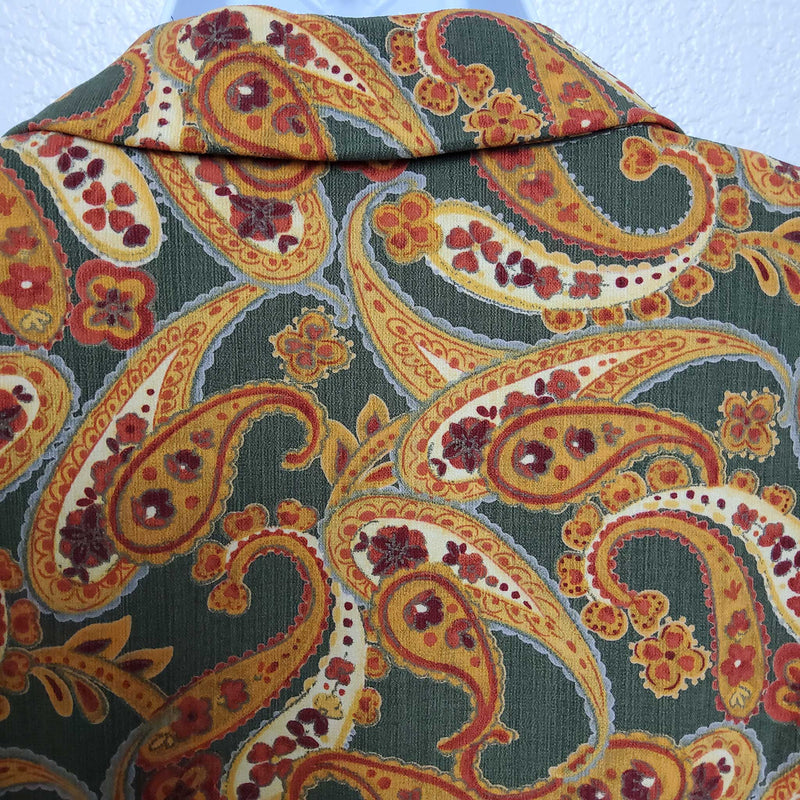 David Warren New York Orange and Green Paisley Blouse, Women's Size 12 - Trinity Thrift