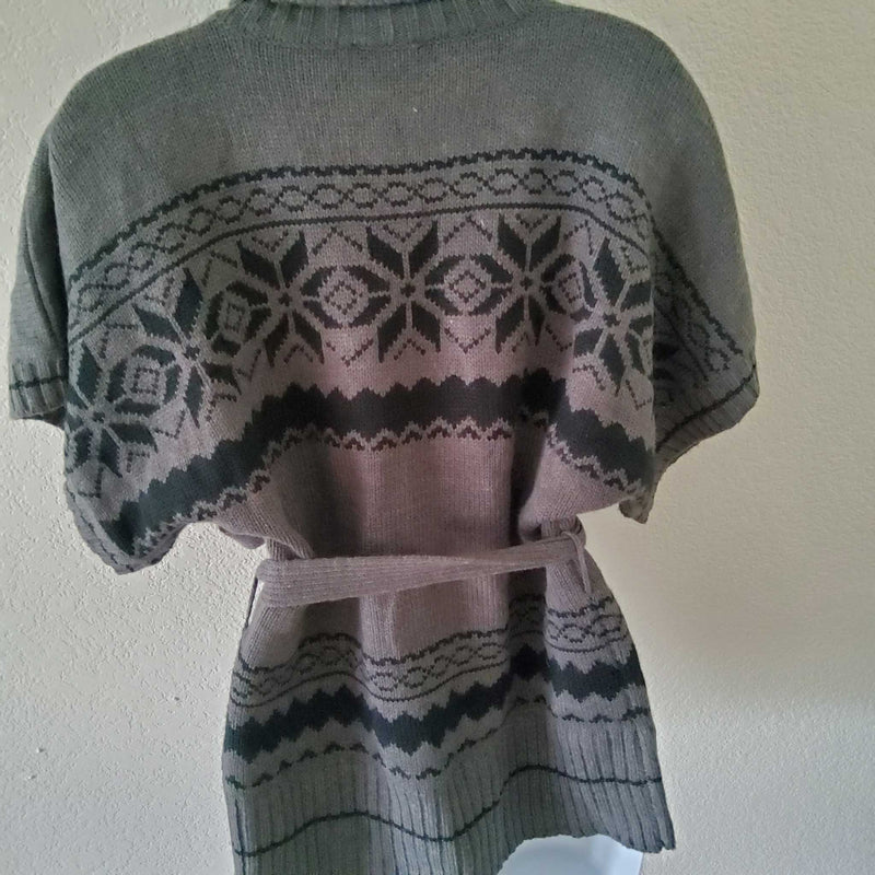 Dressbarn Collection Grey Turtleneck Belted Sweater with Sequins, Women's Medium - Trinity Thrift