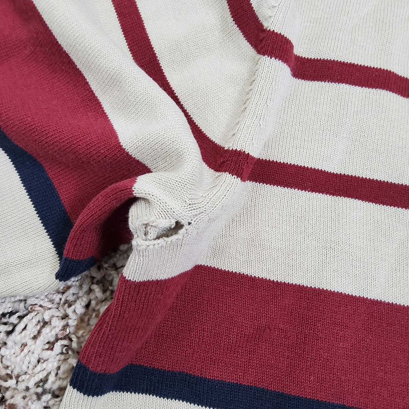 Dressbarn Cream and Maroon Striped Pullover Sweater, Women's Size 8 - Trinity Thrift