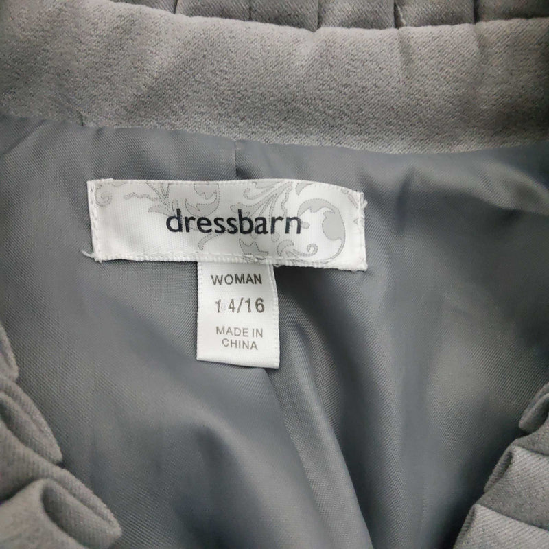 Dressbarn Grey Jacket with Ruffled Collar, Women's Size 14/16 - Trinity Thrift