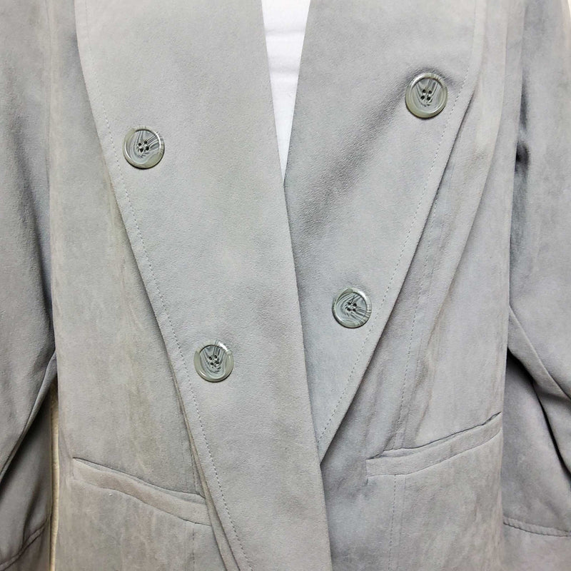 Dressbarn Grey Jacket with Ruffled Collar, Women's Size 14/16 - Trinity Thrift