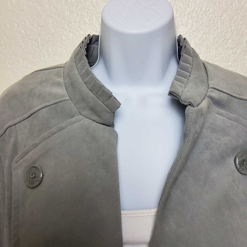 Dressbarn Grey Jacket with Ruffled Collar, Women's Size 14/16 - Trinity Thrift