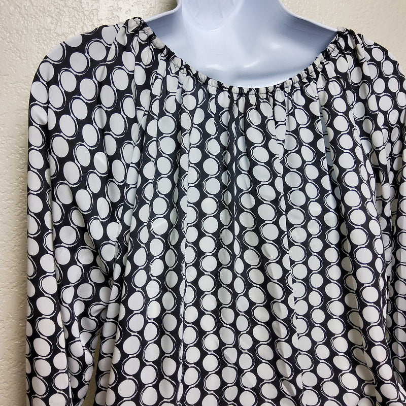 Ellen Tracy Black & White Polka Dot Blouse, Women's Medium - Trinity Thrift