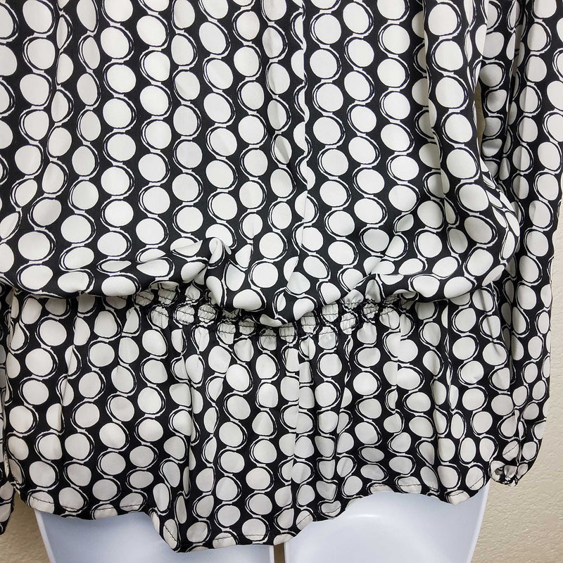 Ellen Tracy Black & White Polka Dot Blouse, Women's Medium - Trinity Thrift