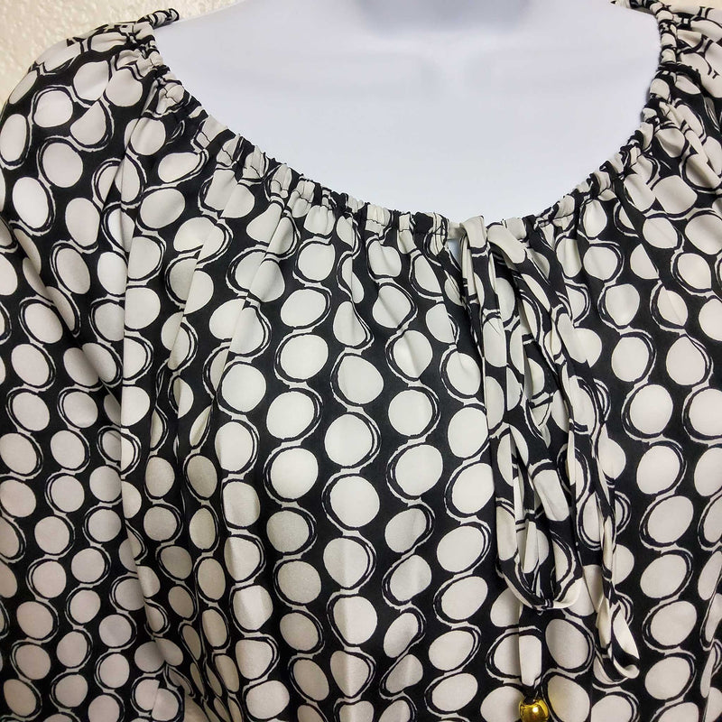 Ellen Tracy Black & White Polka Dot Blouse, Women's Medium - Trinity Thrift