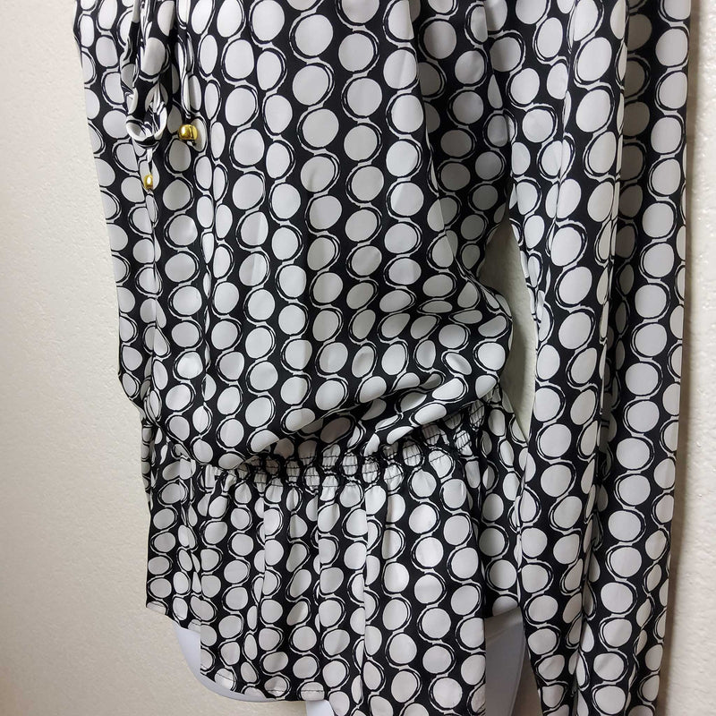 Ellen Tracy Black & White Polka Dot Blouse, Women's Medium - Trinity Thrift