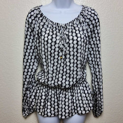 Ellen Tracy Black & White Polka Dot Blouse, Women's Medium - Trinity Thrift