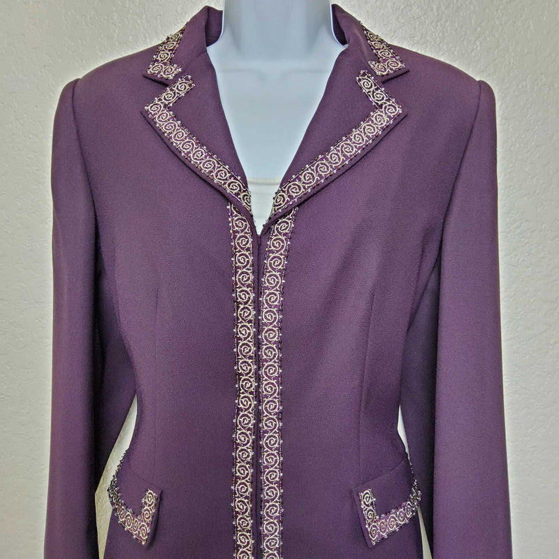 Emily Purple 2-Piece Embroidered Skirt Suit - Trinity Thrift