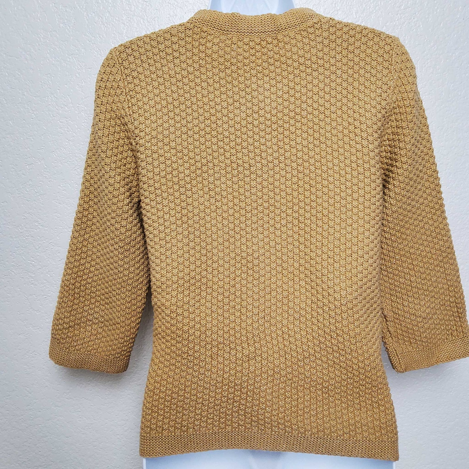 Evan Picone Gold Knit Sweater with Metallic Threading Women s Petite Trinity Thrift