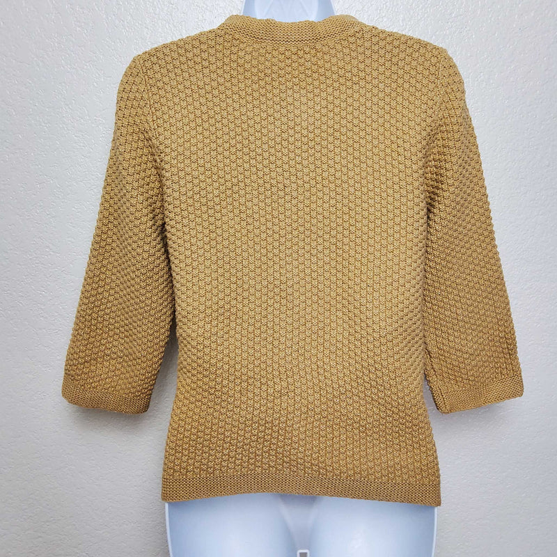 Evan-Picone Gold Knit Sweater with Metallic Threading, Women's Petite Large - Trinity Thrift