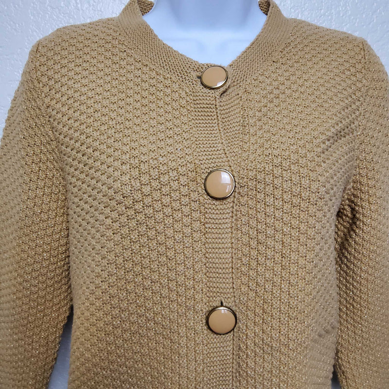 Evan-Picone Gold Knit Sweater with Metallic Threading, Women's Petite Large - Trinity Thrift